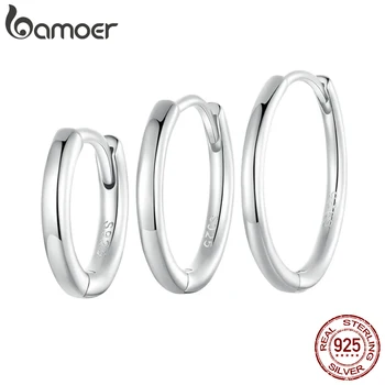 BAMOER 925 sterling zilver minimalistische Huggie hoepel oorbellen, wit vergulde kraakbeen piercing oorbellen oor manchet voor vrouwen