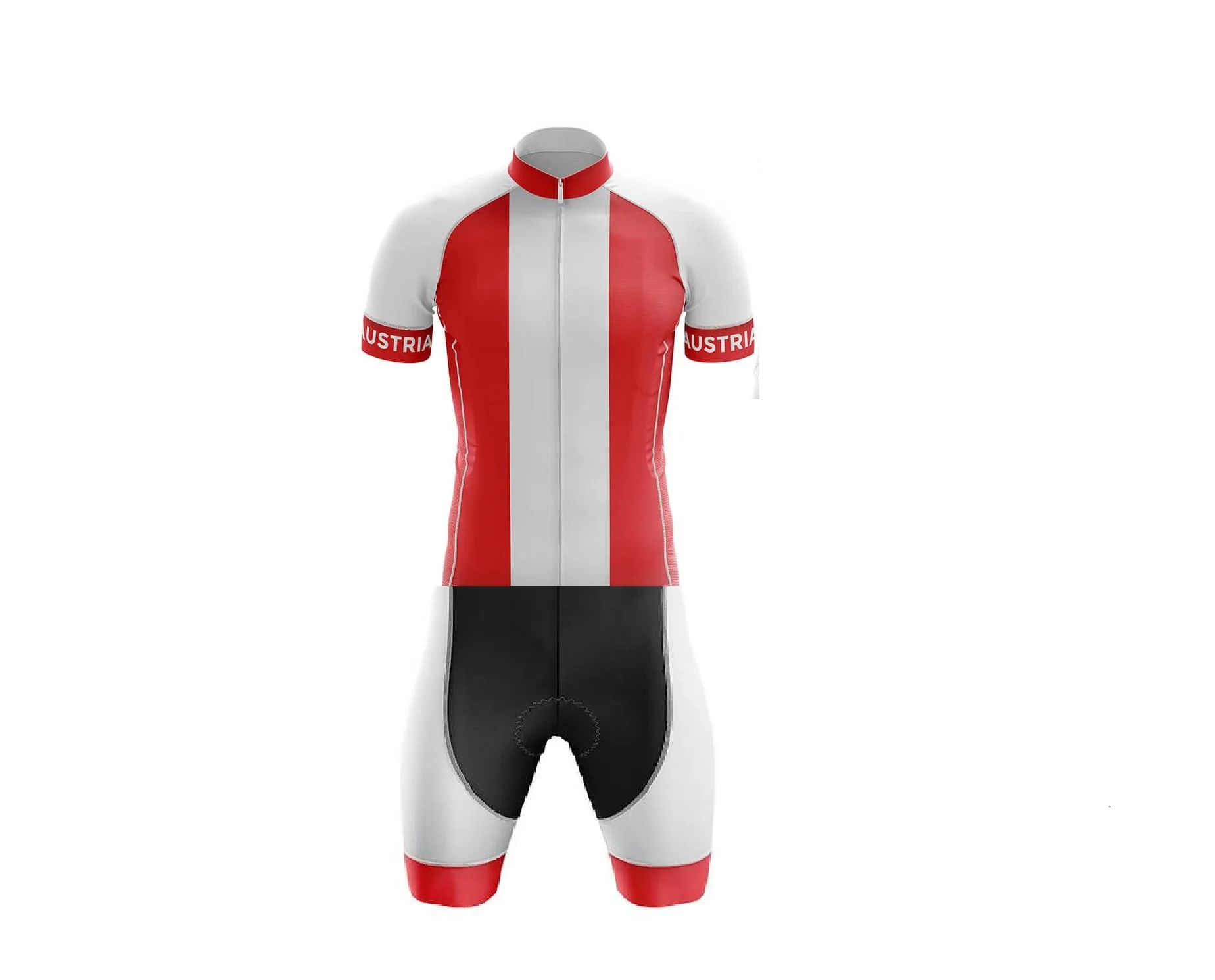 LASER CUT MEN'S CYCLING WEAR CYCLING JERSEY BODY SUIT SKINSUIT WITH POWER BAND Austria NATIONAL TEAM SIZE: XS-4XL