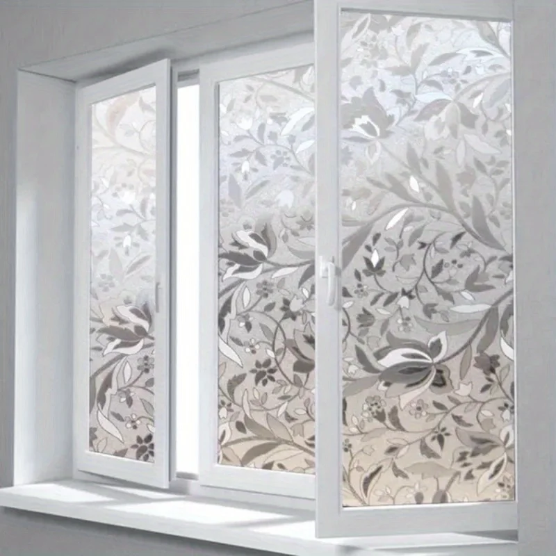 Elegant Tulip Design Anti-Privacy Window Film - Self-Adhesive, Glue-Free, Transparent Opaque Glass Sticker, Tulip Decoration