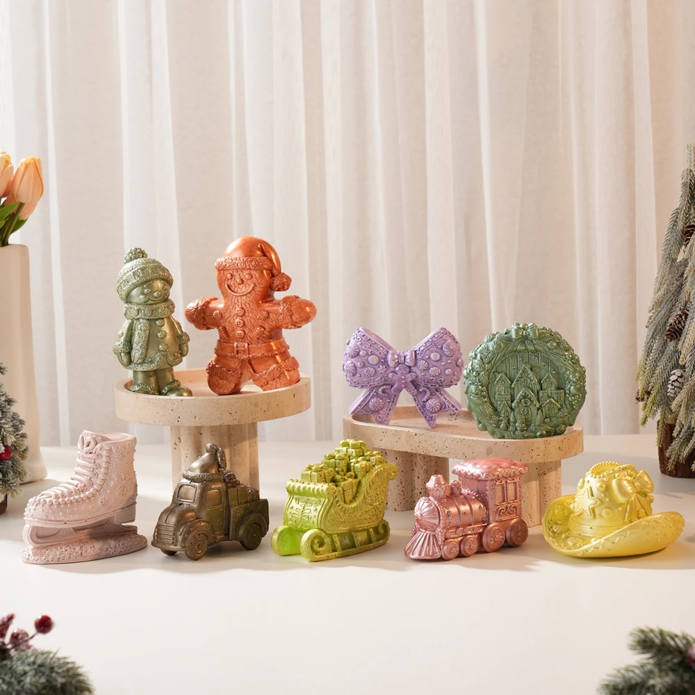 

Concrete Plaster Christmas Silicone Mold Christmas Candle Mold for Resin Soy Wax Christmas Decor Table Ornament