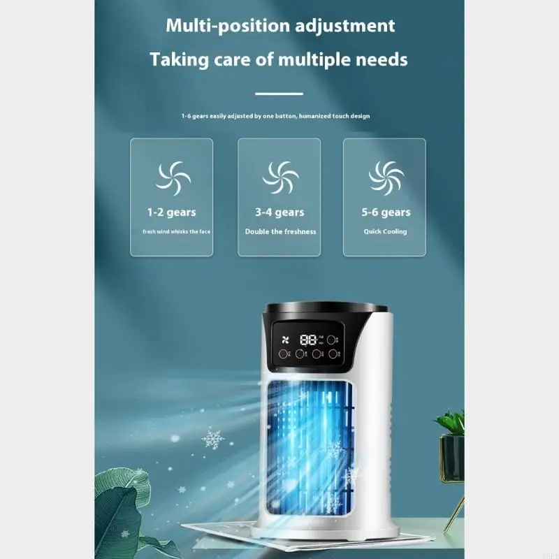 J6PE เครื่องปรับอากาศแบบพกพาพัดลมพัดลมพัดลมพัดลมที่มีไฟกลางคืน