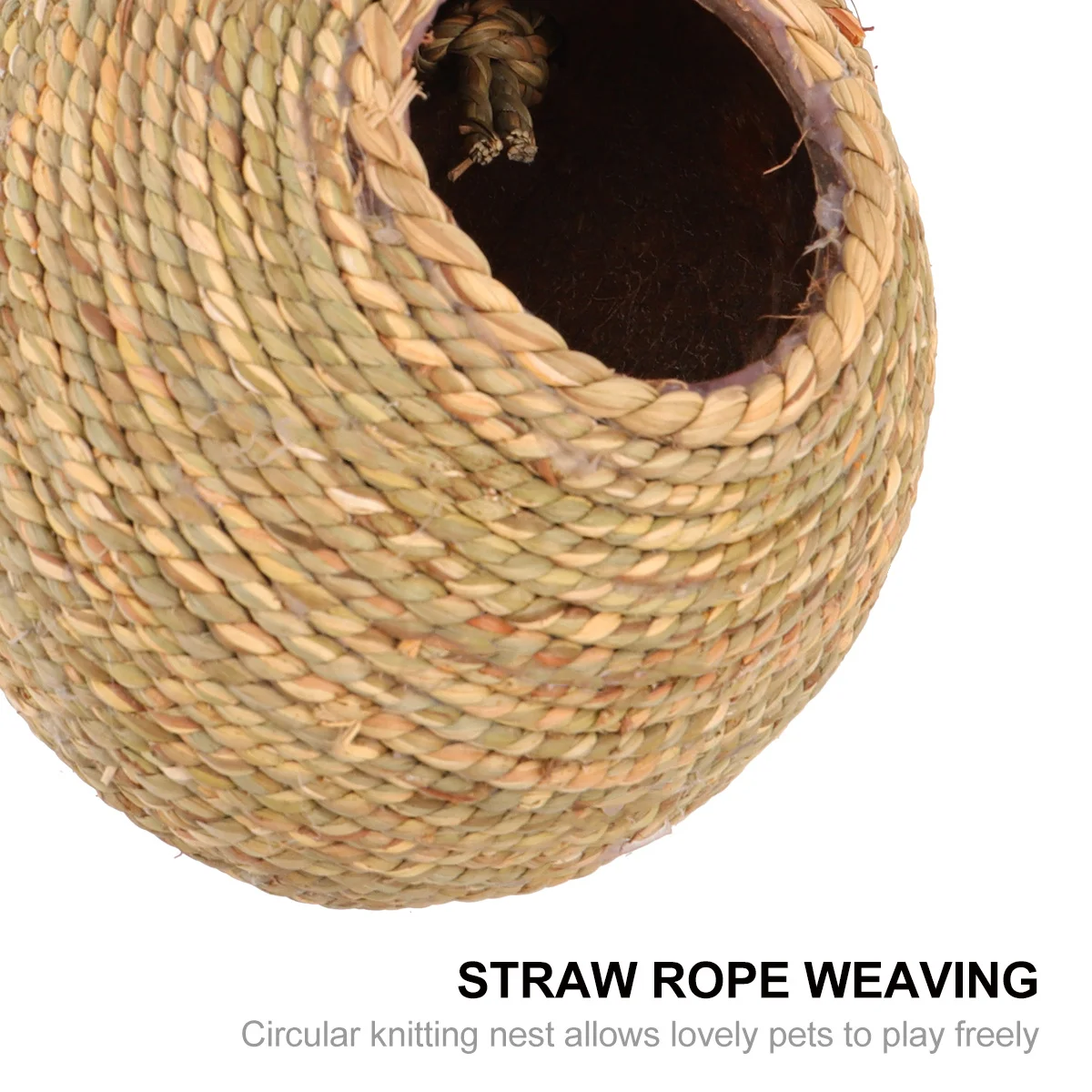 

1pc Grass Rope Woven Nest Dark Green For Parrot Hamster Squirrel Durable Hanging Cave Breathable Sleeping Nest Woven Straw