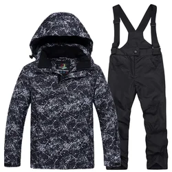 -30 Children's Snow Suit Wear Outdoor Skiing Sets Waterproof Windproof Costume Winter Snowboarding Jacket + Pant Boys and Girls