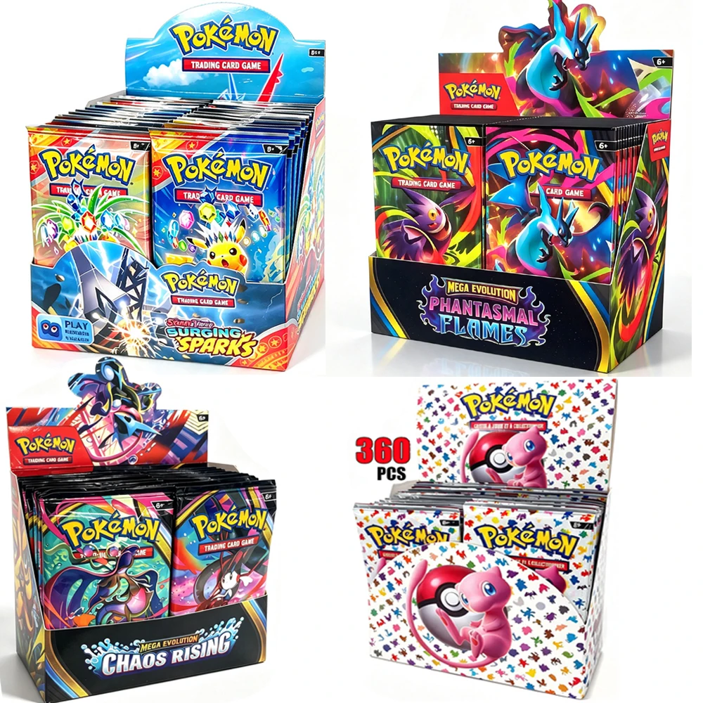 360Pcs/Set Pokémon Card MEGA EVOLUTION PHANTASMAL FLAMES Prismatic Evolutions Black Bolt English Booster Battle Transaction Card