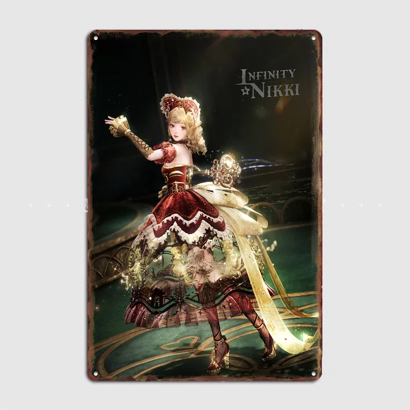 Infinity Nikki Character in Red Dress Poster Metal Sign Room Decor Custom Bedroom Indoor Home Wall Decor Posters Room Decoration