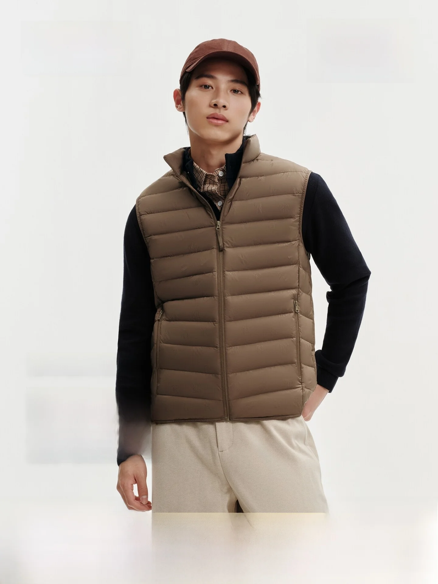 

Мужской легкий пуховый жилет Bosideng с воротником-стойкой, утепленный, осенняя новинка, ветрозащитный, легкий