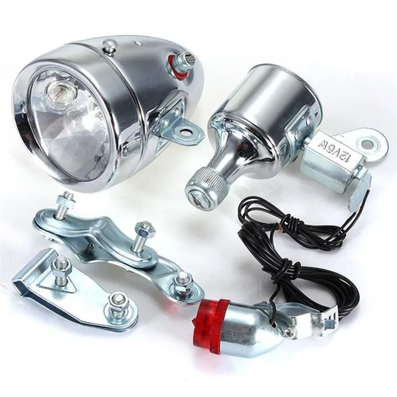 Bicycle Light Set Replace Parts Eco Friendly Safe Universal Easy to Install Friction Generator Headlight Tail Light Set