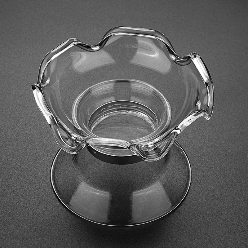 Glass Tea Strainer with Mesh Filter for Kung Fu Tea Set Pitcher - Premium Durable Heat Resistant Clear Easy Clean Tea Accessory