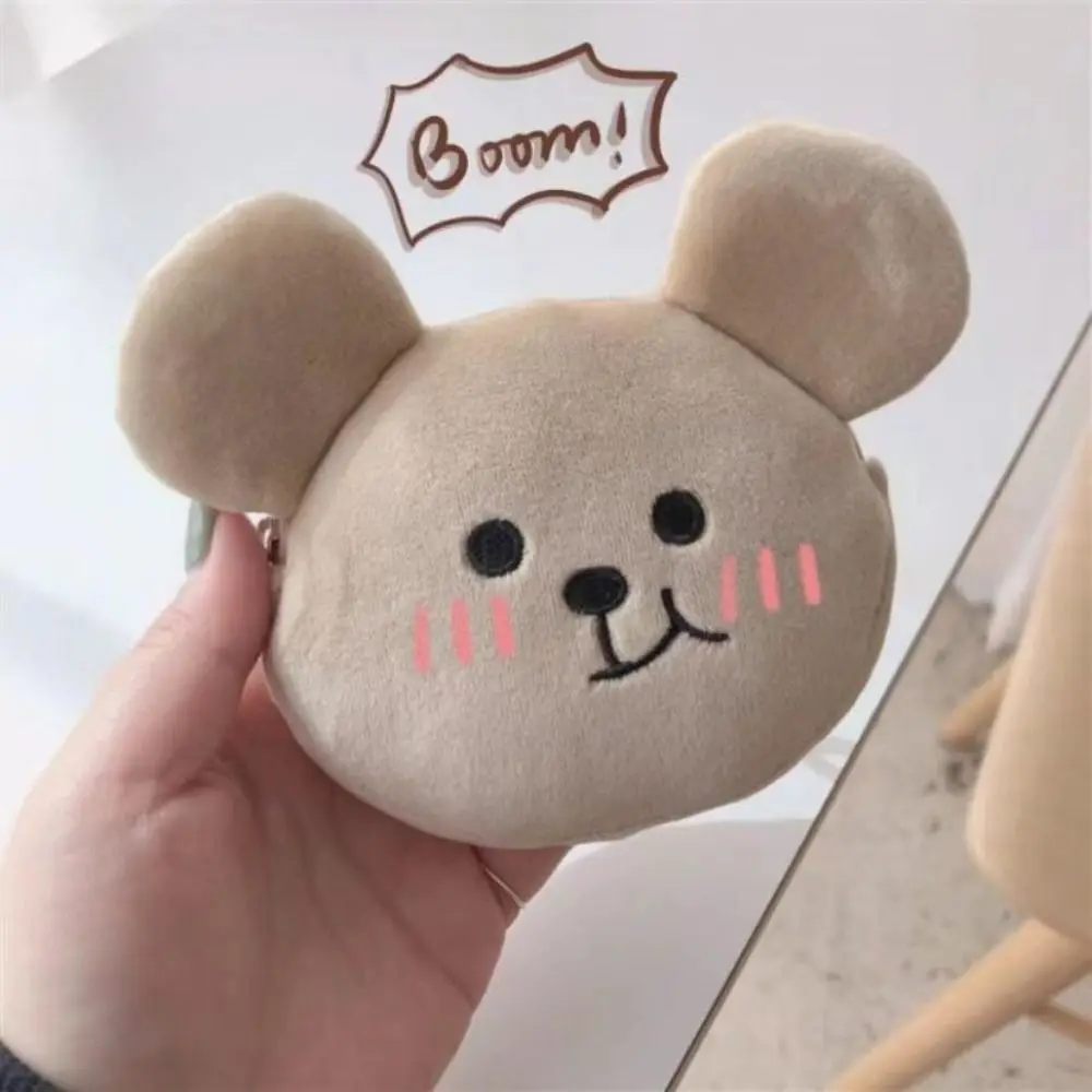 Auricolare Data-cavo Borsa con cerniera Peluche Orso Portamonete Cartone animato Borsa portaoggetti portatile per cartoni animati Borsa tridimensionale Ciondolo regalo