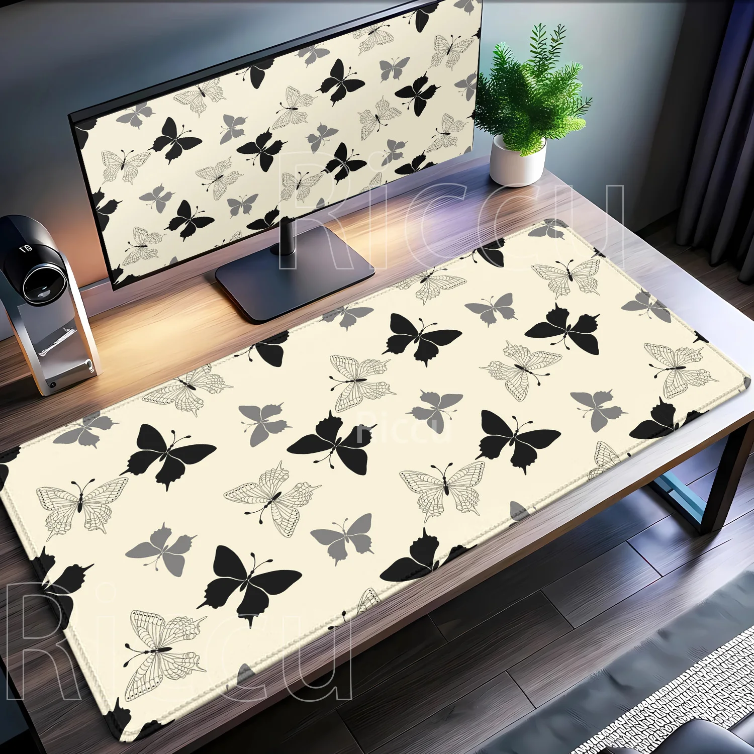 HD printing Butterfly Mouse Pad Large Computer Office gaming Table Mat XXL Rubber Anti-slip base Stitched Edges Keyboard DeskMat