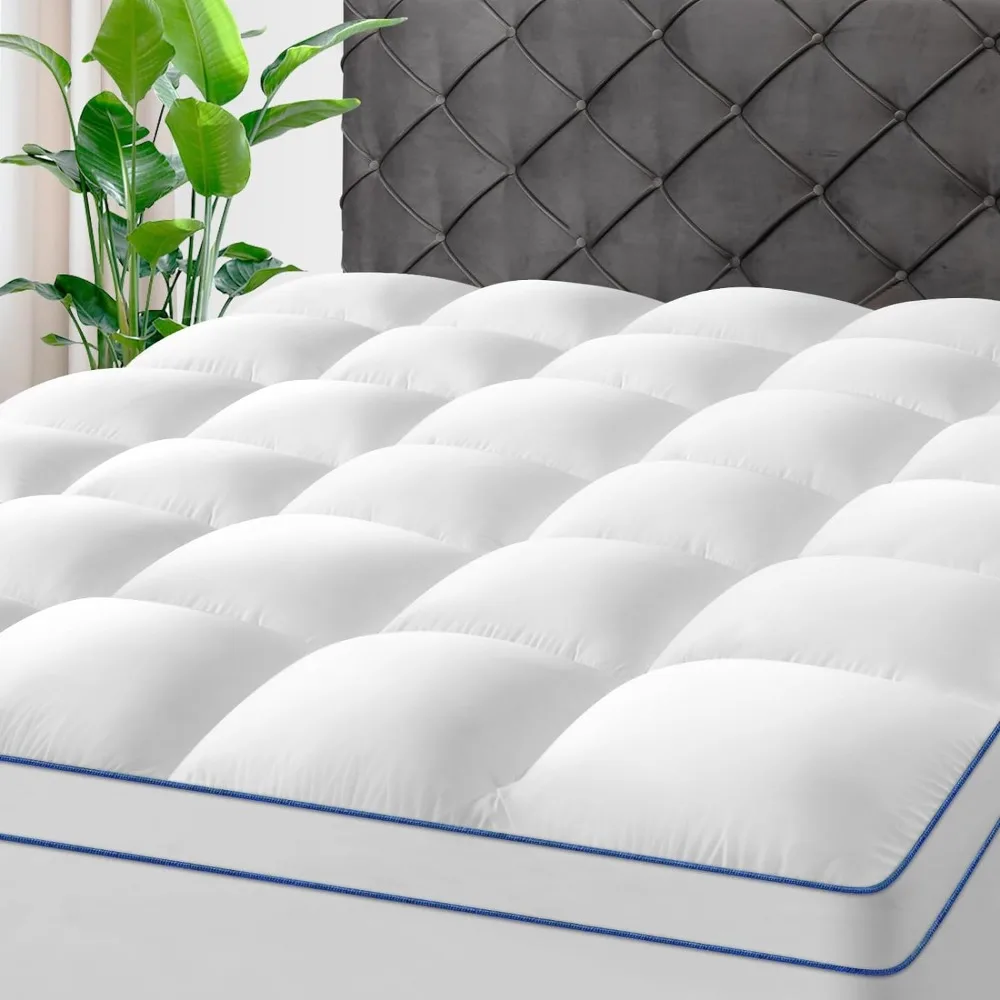 Extra Thick Mattress Pad Cover for Deep Sleep,3D+7D Snow Down Alternative Fill Overfilled Plush Pillow Top