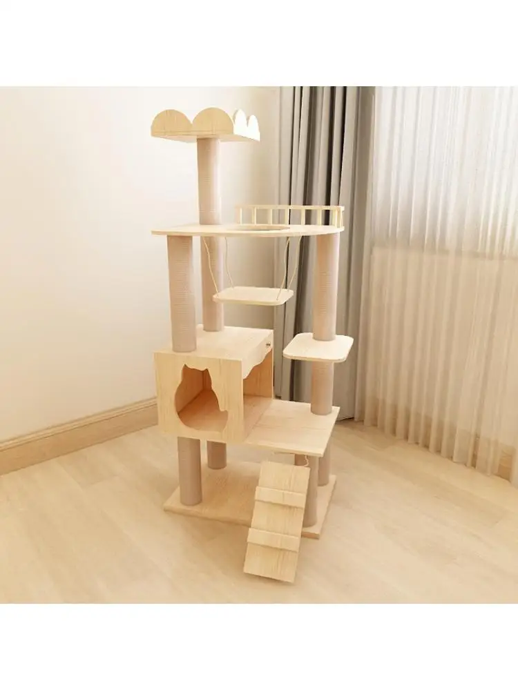 

Solid Wood Cat Climbing Frame, Cat Tree, Cat jumping Platform, Cat Scratching Board, Toy, Small, 1 Pc