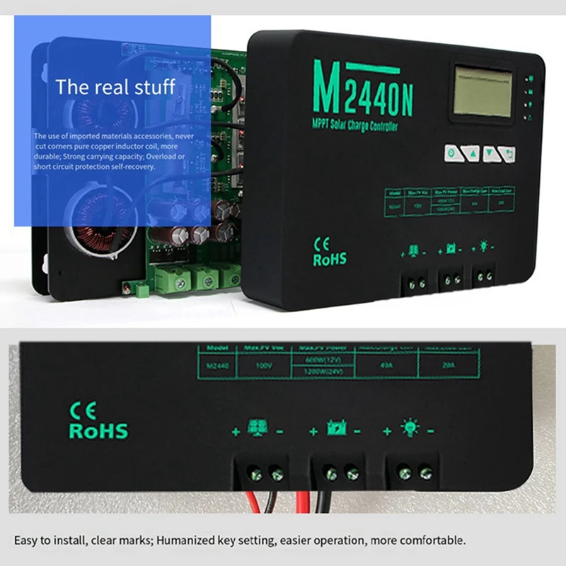 MPPT Solar Controller 12V24v 40A Rv Photovoltaic Controller Marine Controller With Lcd High-Definition Digital Display Durable