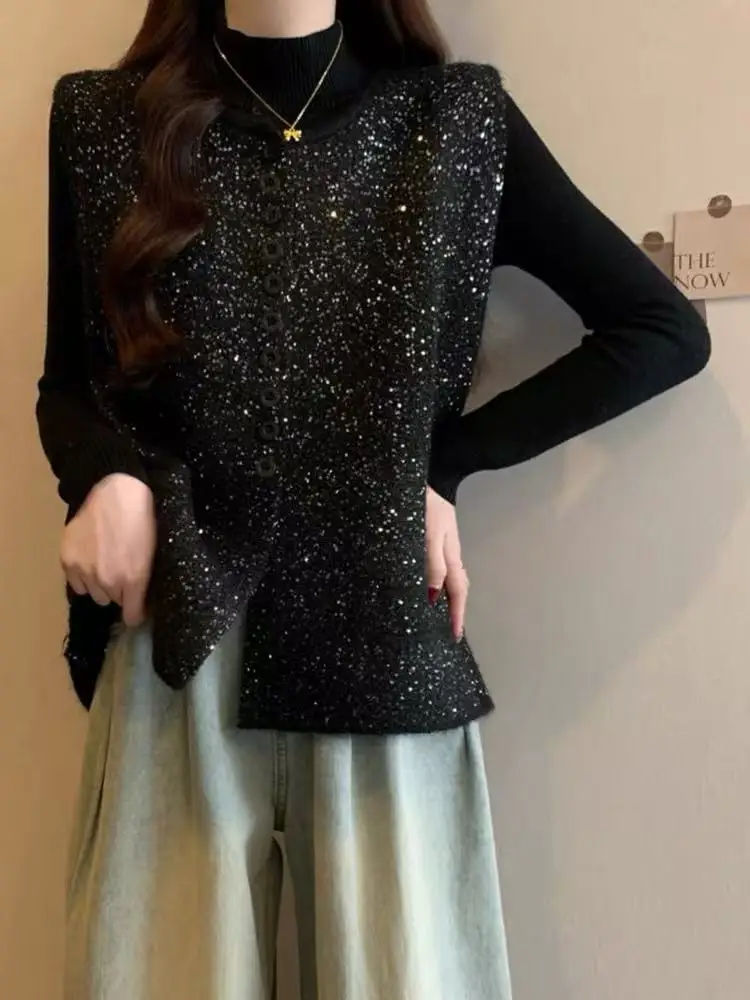 

Модный вязаный шерстяной жилет, женский круглый жилет на одной пуговице Ne Svel, осенне-зимний жилет Ele Design для поездок на работу