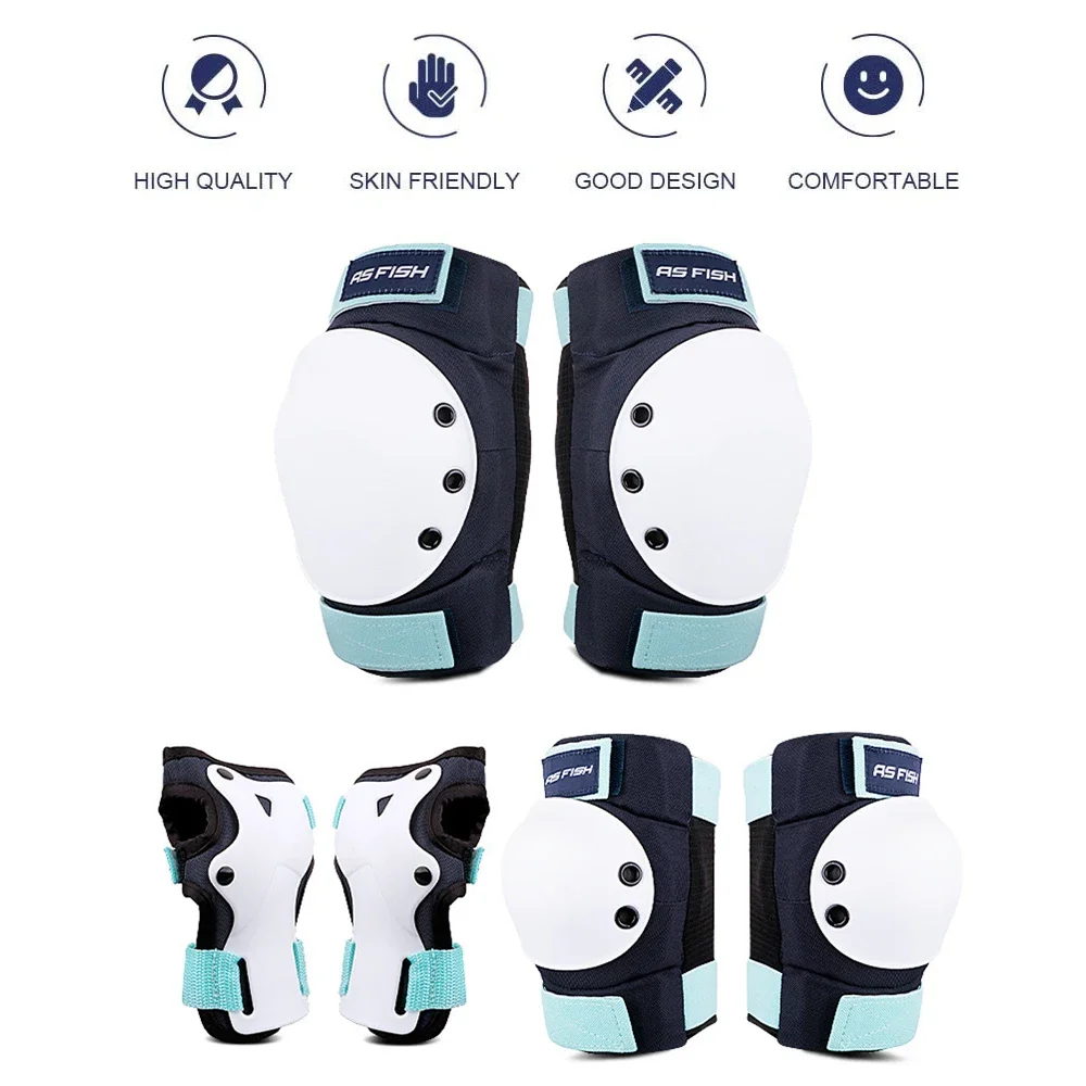 GOMOREON 6Pcs/Set Knee Pads Elbow Pads Wrist Guards Sports Protective Gear for Skateboarding Roller Skating Cycling BMX Bicycle