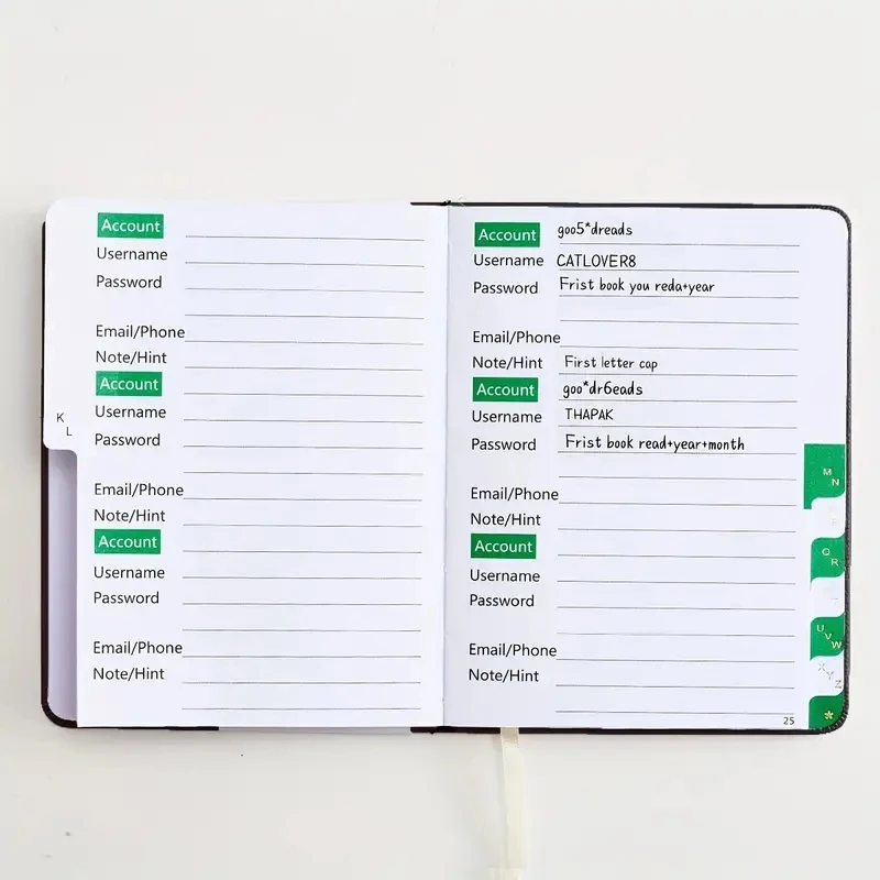 

Блокнот, записная книжка, ежедневник, тетрадь для записей, канцелярские принадлежности, школьные принадлежности, органайзер для паролей с индексными вкладками.