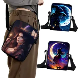 Fantasy gwiaździste niebo czarownica torby Crossbody księżyc czarownica czary magiczne kobiety przenośna torba na ramię dziewczyny torby na książki