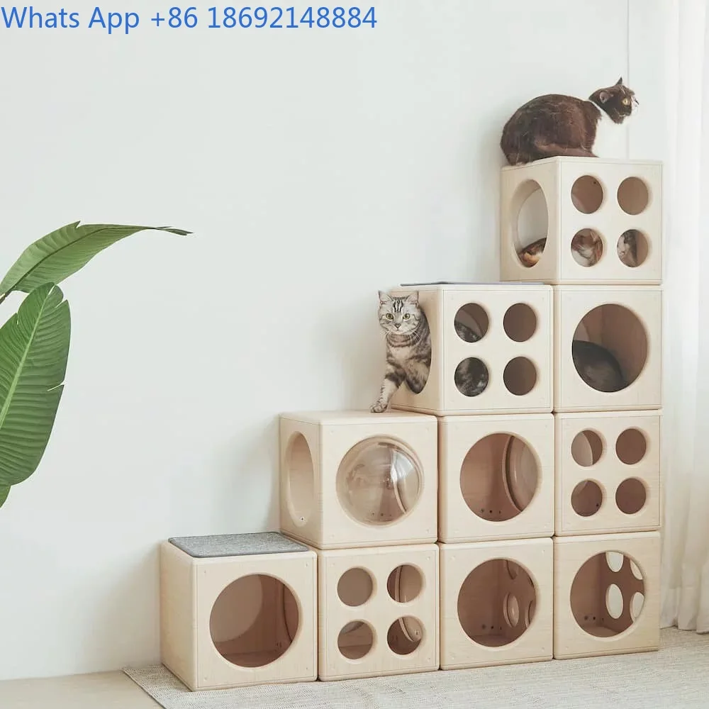 Wooden Cat House for All Seasons Breathable and Scratch Resistant