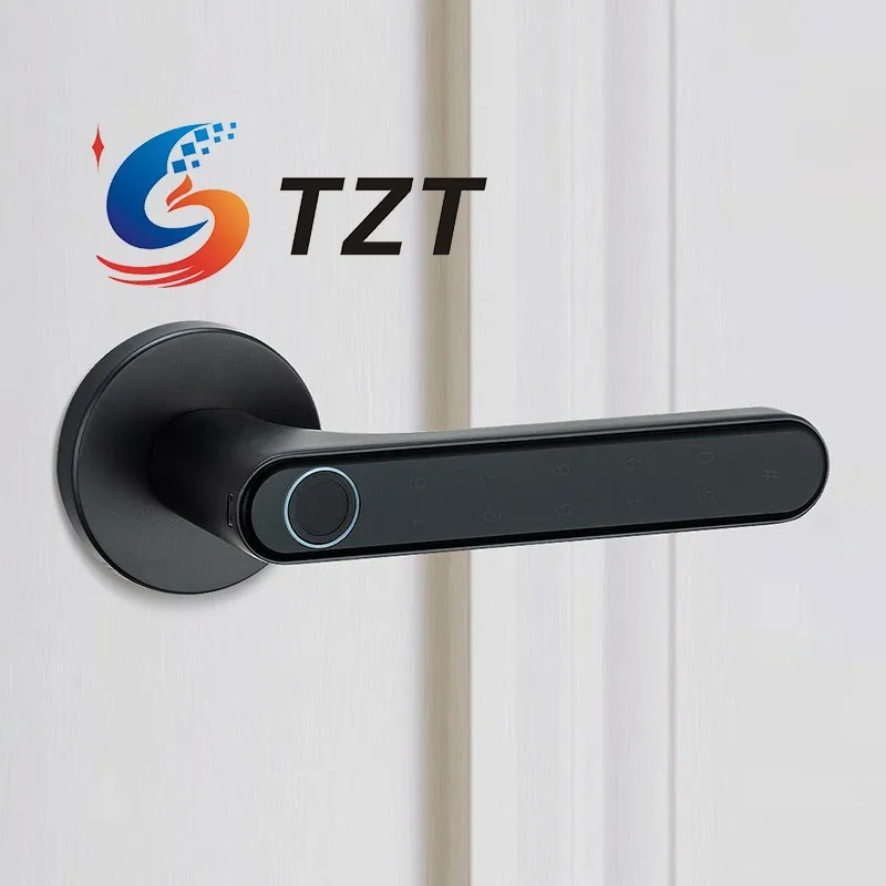 TZT Gray/Black/Golden/Silver Fingerprint Door Lock Smart Lock Biometric Door Lock with Handle for Home Apartment Hotel