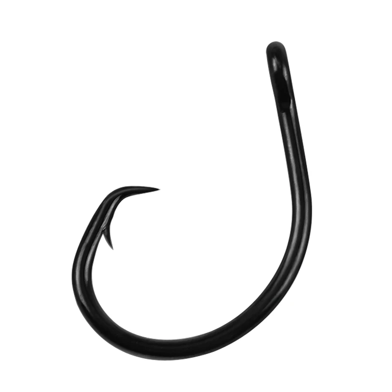 

High Quality Strong Carbon Steel Black Circle Barbed Short Shank Fishing Hooks Sea Saltwater