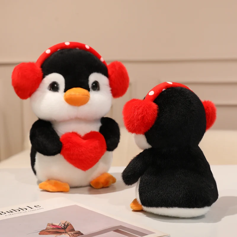 Water Spirit Spirit Big Eyes Penguin Plush Toy 22/30cm Cute Penguin Wearing Earmuffs Embracing Love Doll Winter Romantic Gift