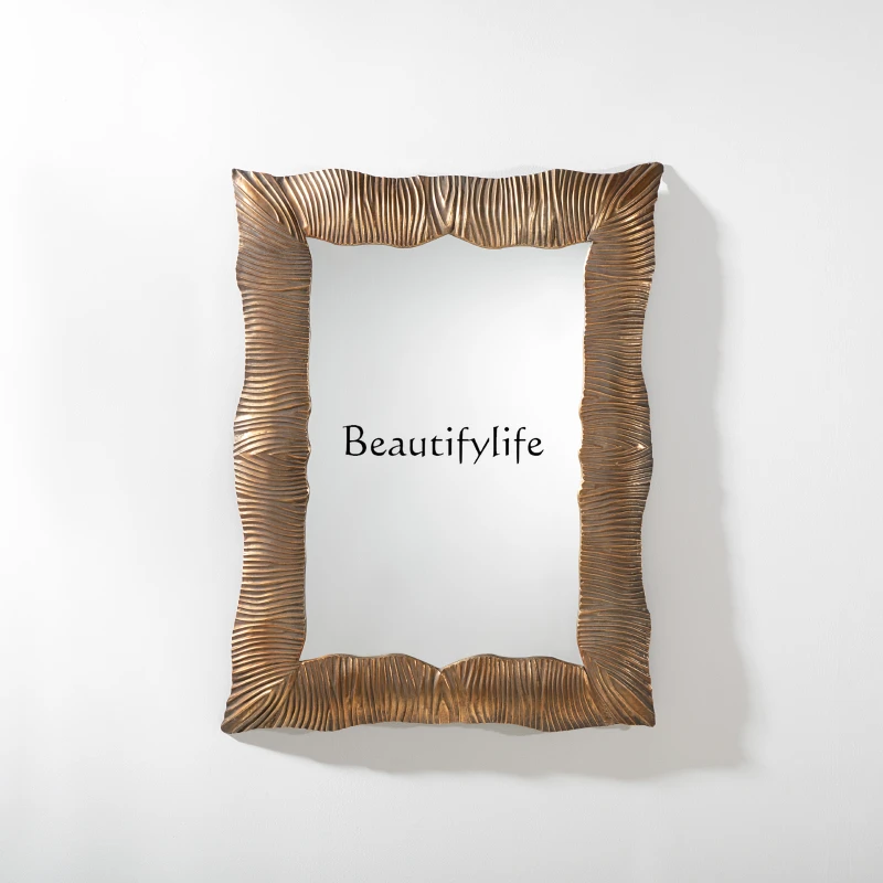 

French gold decorative mirror dining side art mirror bathroom wall hanging square