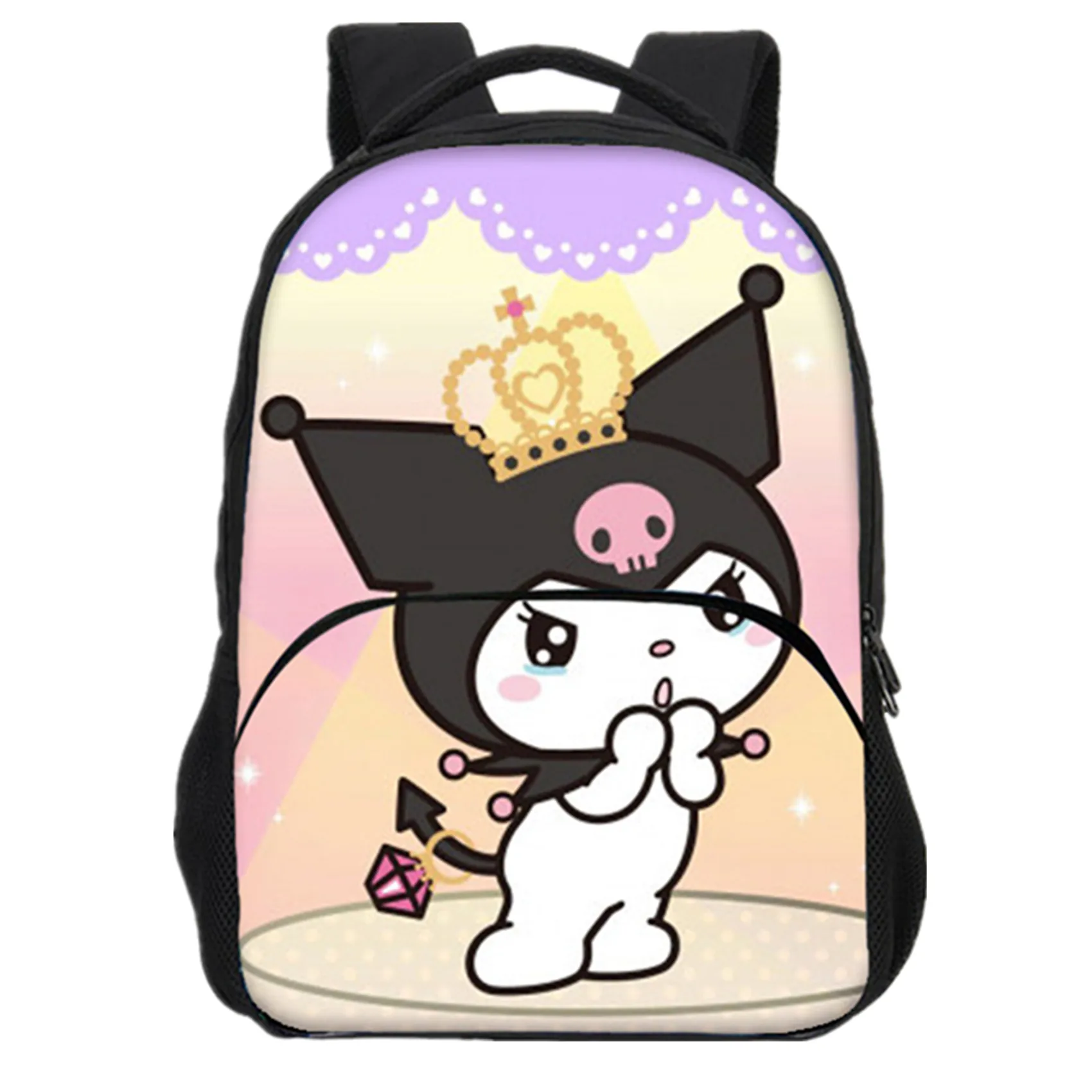 

Kuromi Lightweight Boys Girls Backpack-Back to School Knapsack-Classic Cartoon Rucksack for Unisex Children