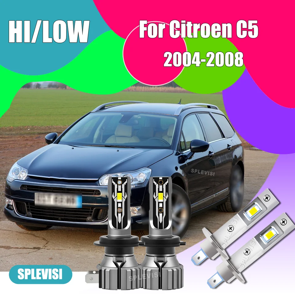 

High brightness H1 H7 6000k White LED Headlights High Low Beam Clear vision at night For Citroen C5 2004 2005 2006 2007 2008