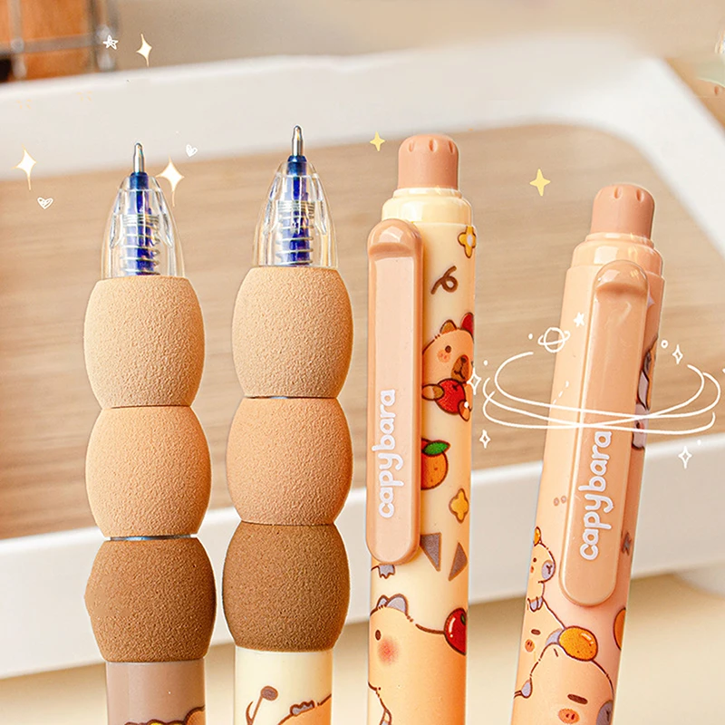 4Pcs การ์ตูนน่ารัก Capybara Erasable GEL ปากกา Kawaii Quick-Drying Writing Smooth Elegant Neutral ปากกาความงามเครื่องเขียน