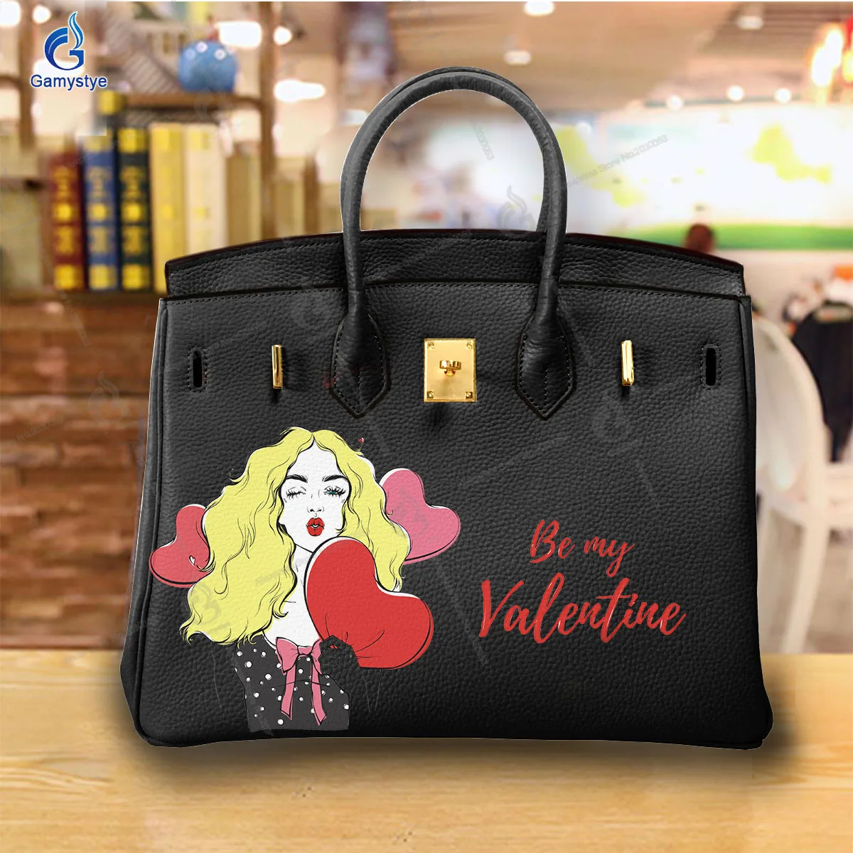 Personalizar bolso Art Printed A beautiful girl with love balloons and yellow hair Bags Women Bags Messenger Crossbody Handbags