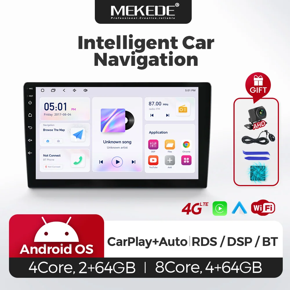 MEKEDE 9/10 Zoll Android Autoradio GPS Navigation Touchscreen Stereo Wireless CarPlay für Nissan Toyota Honda VW KIA Hyundai 2 Din