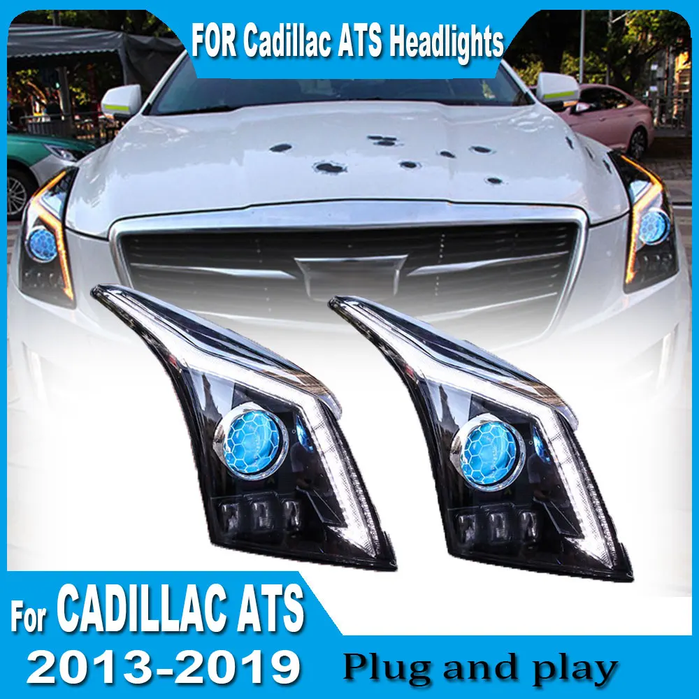 

2PC Car LED Headlights For Cadillac ATS 2013 2014-2019 Accessories Modified Led Front DRL Turn Signal Lights Headlamp Assembly