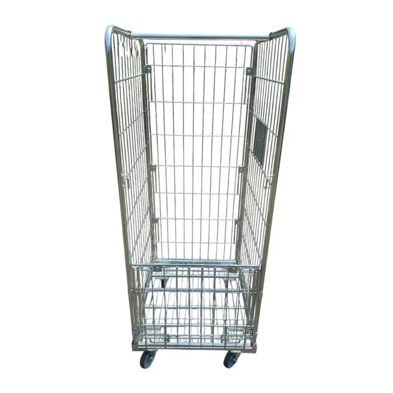 Laundry Metal Mesh Roller Cage Cart Removable Heavy Duty Cart