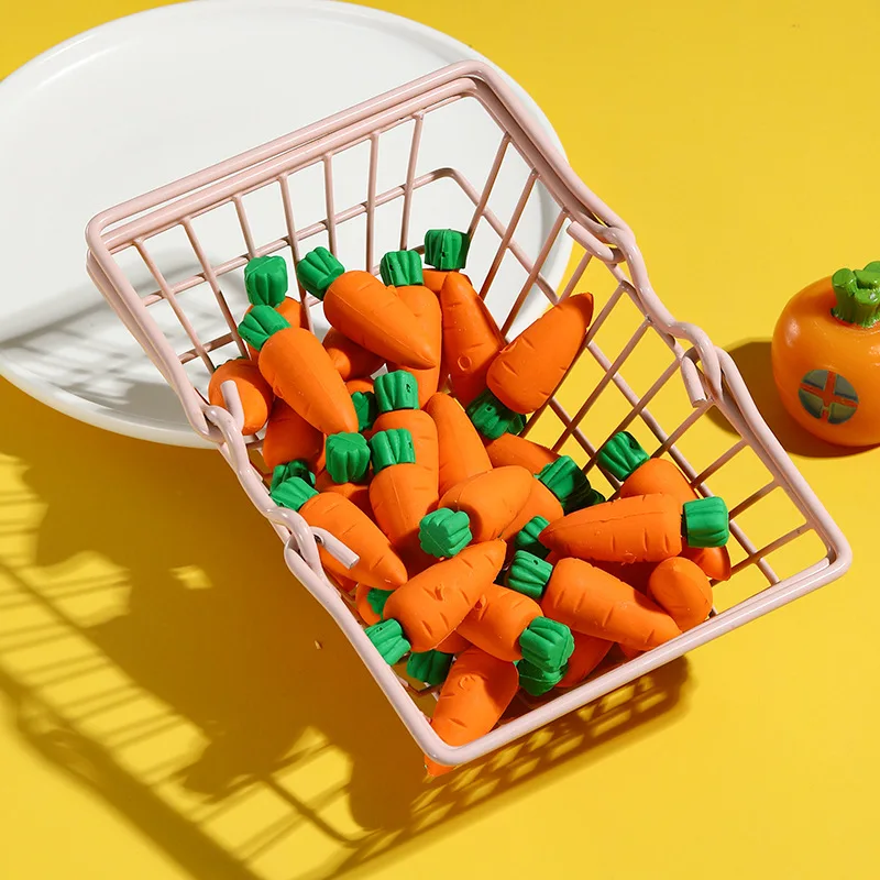 Office School Supplies Carrot Eraser Cartoon Creative Childrens Toy Detachable Cross Border 3D Cute Eraser Kawai Stationery Gift