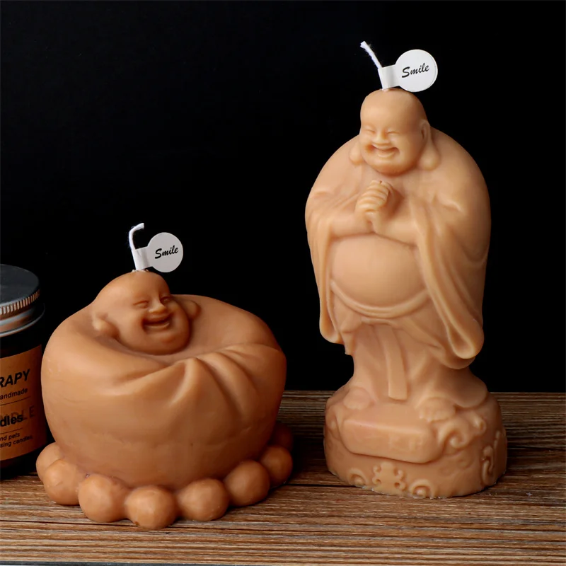 Laughing Buddha Silicone Candle Mold 3D Maitreya Statue Mold for DIY Aroma Candle Soap Resin Plaster Handcraft Home Decor view 6
