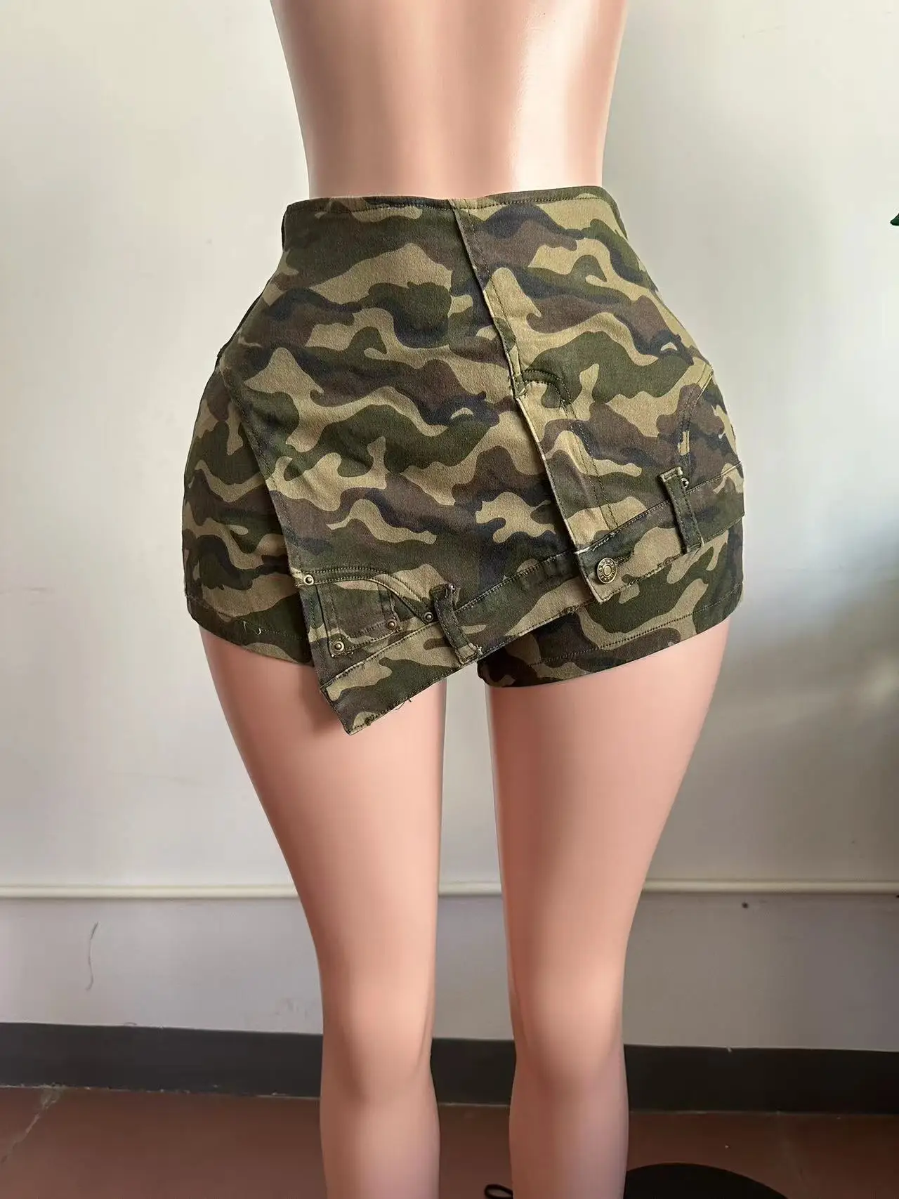 CamSolomon-Short cargo en denim rose pour femme, pantalon en jean camouflage, taille haute, vêtements d'été, poche de survêtement, Y2K Streetwear, 2023