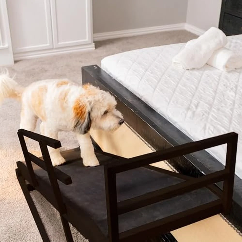 Dog Ramp for Bed 5 Level Adjustable Folding Pet Ramp with Rails