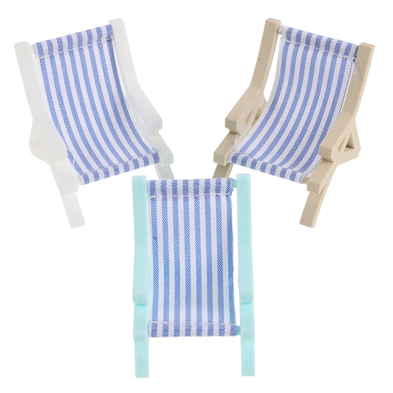 

3Pcs Miniature Beach Chair Set Plastic Tiny Beach Chair Decor for Dollhouse Mini Furniture Scene Decoration Miniature House