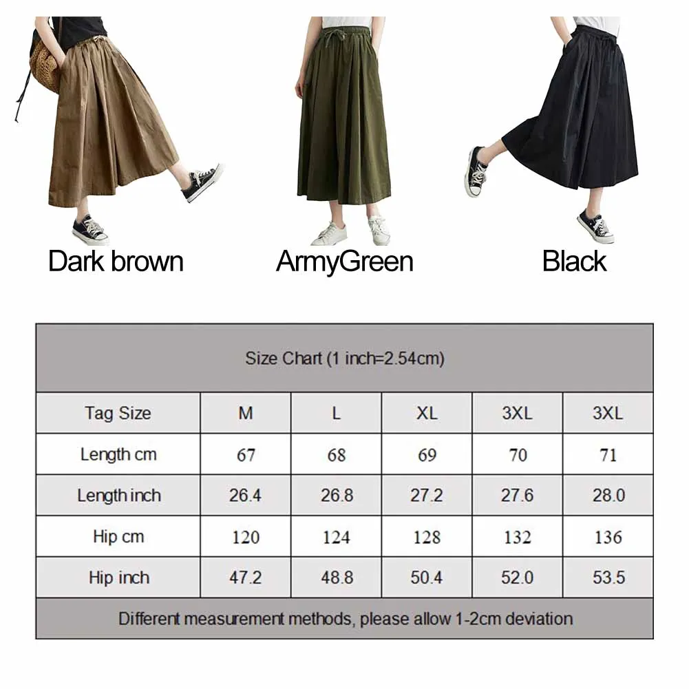 Womens Casual Pants Fashion Wide-Leg Pants High Waist Culottes Women Oversized Wild Loose Casual Cropped Trousers Pants Skirts