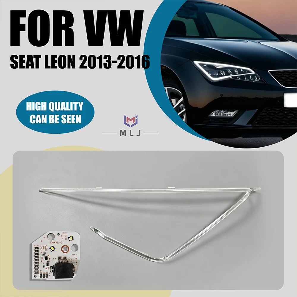 

For VW SEAT LEON 2013-2016 White Angel Eye DRL Headlight Light Source Board LED Light Guide Tube Chip Lamp Strip Car Accessories