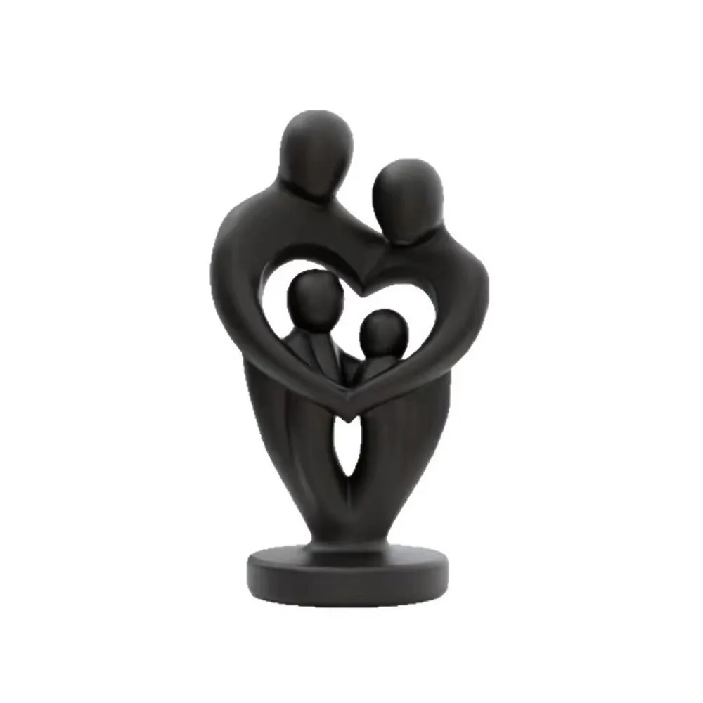 Heart Shape Family Love Figurine Modern Tabletop Parent Unisex Statue a Family of Four Living Room Decor Abstract Sculpture