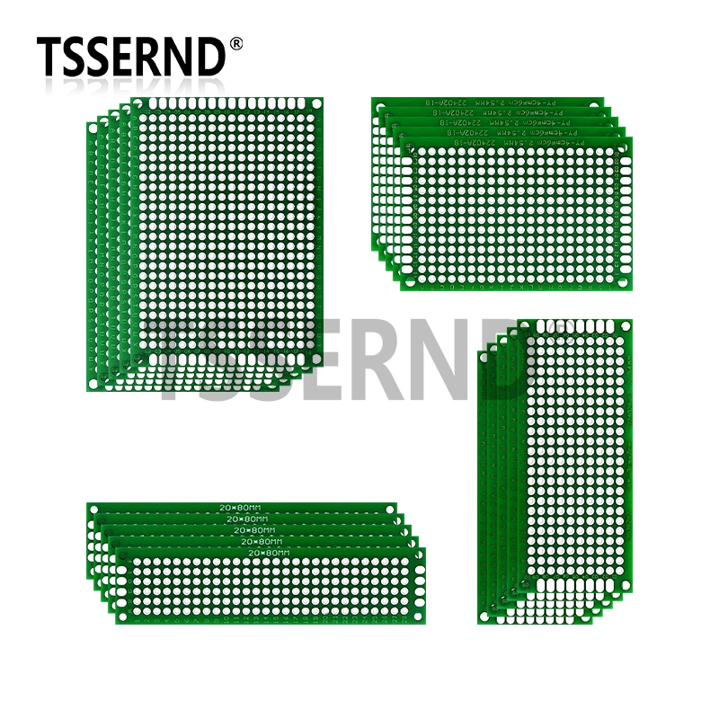 

20 Pcs Double Sided PCB Board 2X8 3X7 4X6 5X7 Tinned Through Holes FR4 Prototype Kit Printed Circuit Universal Perfboard for DIY