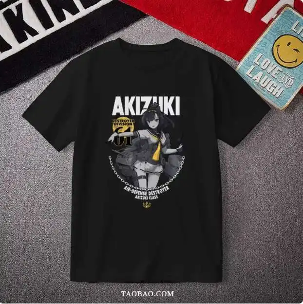 

Anime Kancolle Akizuki Short Sleeve T-Shirt Summer Cosplay Student Loose Tops anime