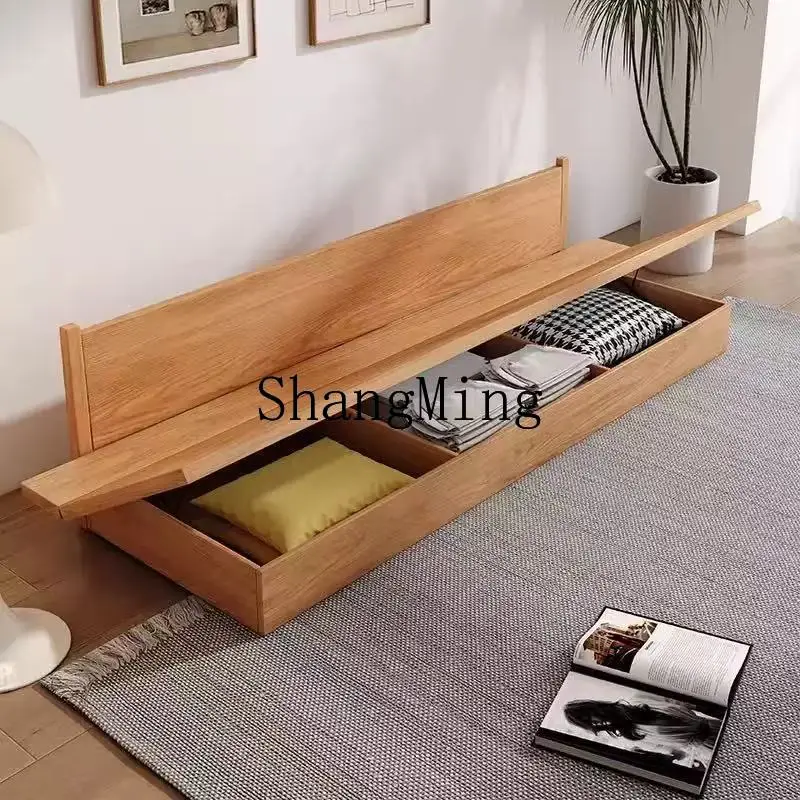 

FG household wabi sand wind solid wood sofa three-person modern simple storage sofa combination
