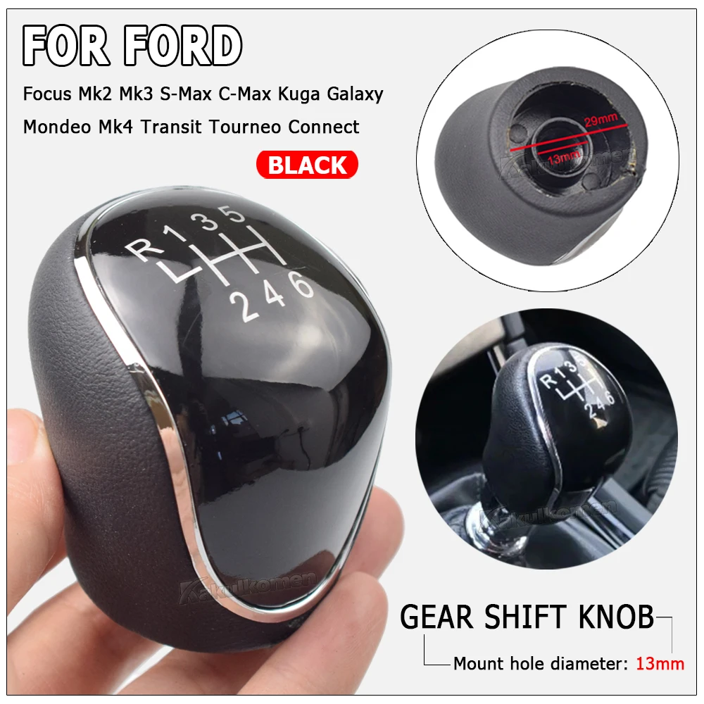 Gear Shift Knob Leather Headball OE 1798600 For Ford C-Max Focus Mk2 Mk3 Grand C-Max Galaxy Kuga Transit Connect Custom S-Max