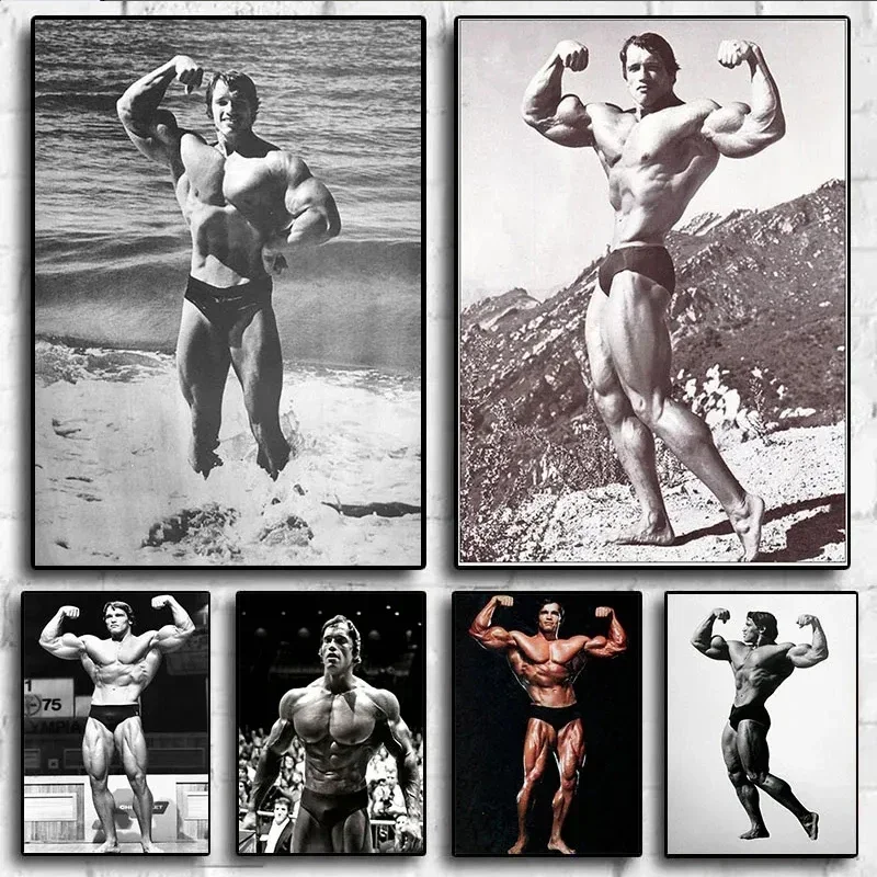 Arnold Schwarzenegger Bodybuilding Fitness Poster Prints  GYM Workout Canvas Painting Wall Art for Home Decor