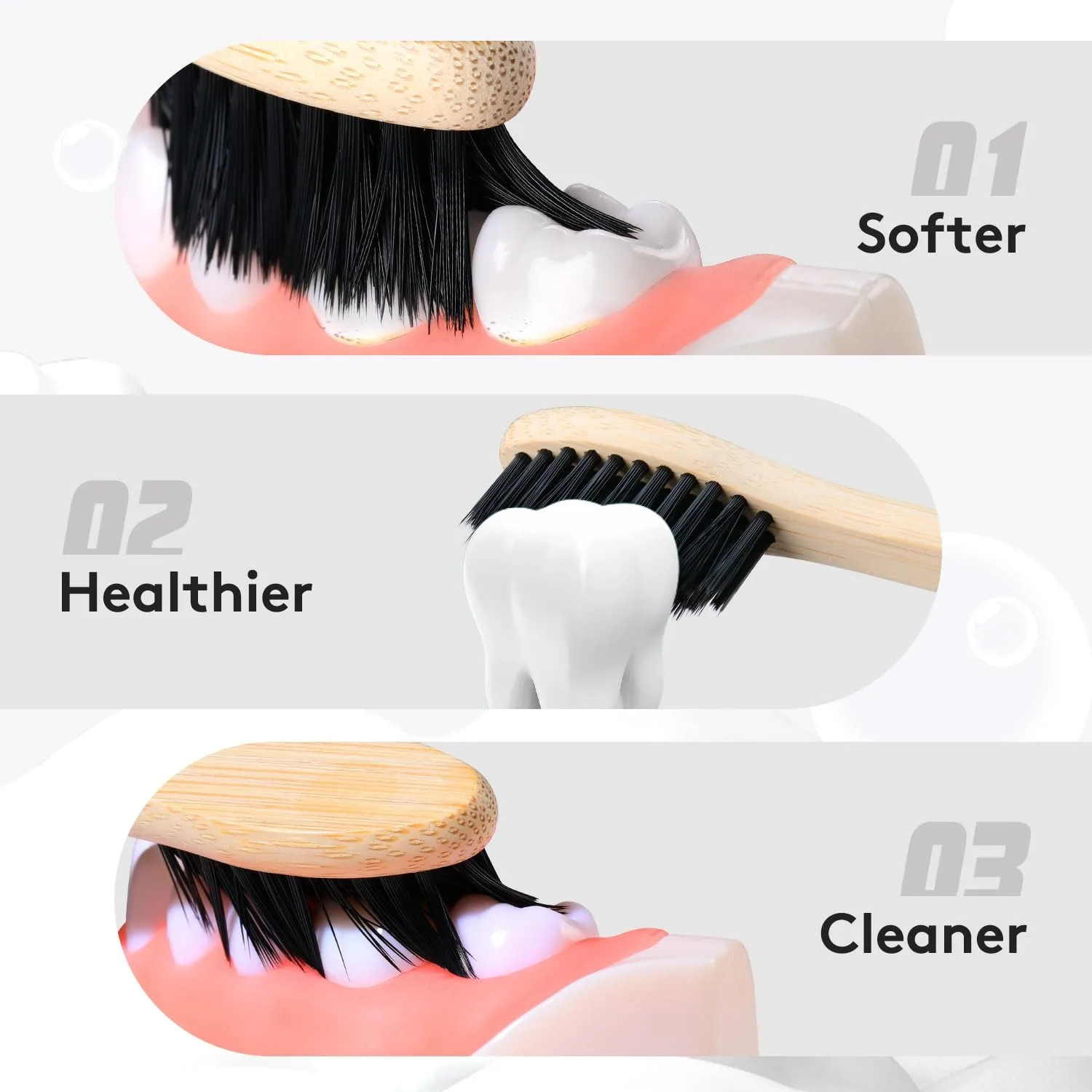 10 cepillos de dientes de bambú, cerdas suaves para adultos, cepillos de dientes de madera natural ecológicos, cepillos de dientes de viaje de bambú orgánico