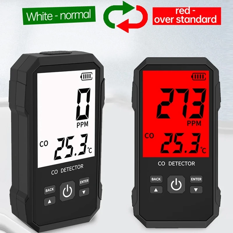 Carbon Dioxide Concentration Testing Meter With Temperature Test Sound Light Alarm