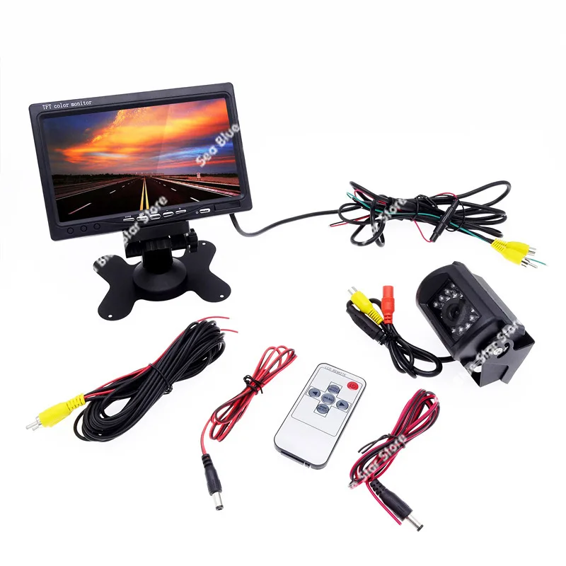 Car camera 7-inch desktop display, bus rearview reversing car camera displays two-way video input