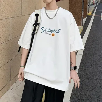 8XL Men Oversize Korean Fashion Loose American Love Puppet Rabbit Print Short Sleeve Round Neck Versatile Trend Couple outfit 5